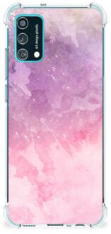 B2Ctelecom Smartphone hoesje Samsung Galaxy M02s | A02s Stevige Telefoonhoesje met transparante rand Pink Purple Paint