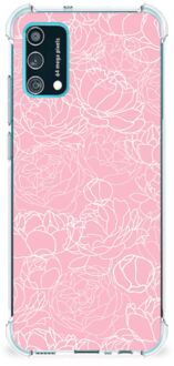 B2Ctelecom Smartphone hoesje Samsung Galaxy M02s | A02s Stevige Telefoonhoesje met transparante rand Witte Bloemen