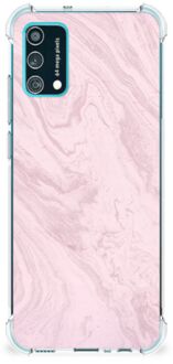 B2Ctelecom Smartphone hoesje Samsung Galaxy M02s | A02s Telefoonhoesje met tekst met transparante rand Marble Pink