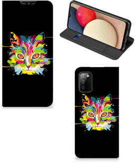 B2Ctelecom Smartphone Hoesje Samsung Galaxy M02s | A02s Wallet Case Leuke Verjaardagscadeaus Cat Color