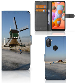 B2Ctelecom Smartphone Hoesje Samsung Galaxy M11 | A11 Boekhoesje Tekst Schaatsers