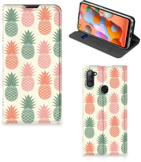 B2Ctelecom Smartphone Hoesje Samsung Galaxy M11 | A11 Leuk Bookcase Ananas