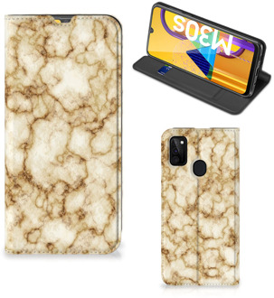 B2Ctelecom Smartphone Hoesje Samsung Galaxy M21 Book Cover Marmer Goud