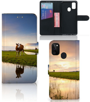 B2Ctelecom Smartphone Hoesje Samsung Galaxy M21 Flip Case Koe