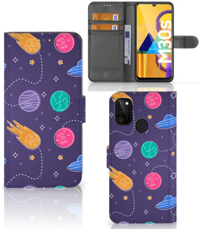 B2Ctelecom Smartphone Hoesje Samsung Galaxy M21 Flip Case Portemonnee Space