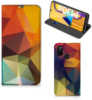 B2Ctelecom Smartphone Hoesje Samsung Galaxy M21 Leuk Book Case Polygon Color