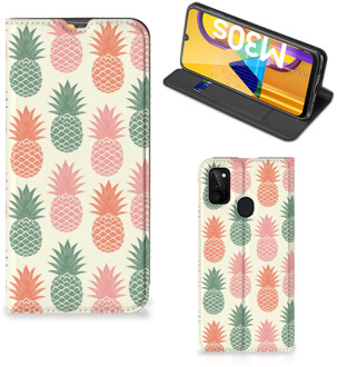 B2Ctelecom Smartphone Hoesje Samsung Galaxy M21 Leuk Bookcase Ananas