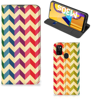 B2Ctelecom Smartphone Hoesje Samsung Galaxy M21 Leuk Telefoonhoesje Zigzag Color