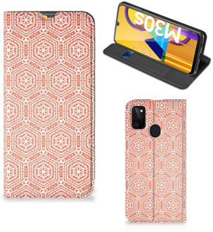 B2Ctelecom Smartphone Hoesje Samsung Galaxy M21 Mobiel Hoesje Pattern Orange