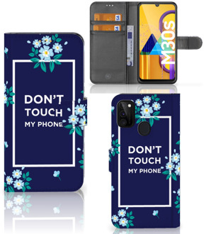 B2Ctelecom Smartphone Hoesje Samsung Galaxy M21 Telefoontasje Flowers Blue DTMP