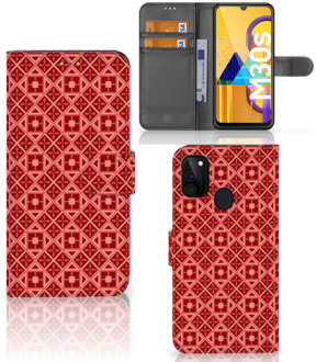 B2Ctelecom Smartphone Hoesje Samsung Galaxy M21 Wallet Case Batik Red