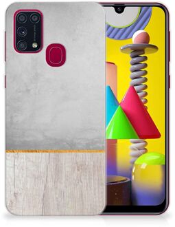 B2Ctelecom Smartphone hoesje Samsung Galaxy M31 Backcase Siliconen Hoesje Wood Beton