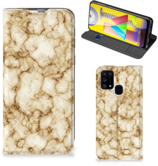 B2Ctelecom Smartphone Hoesje Samsung Galaxy M31 Book Cover Marmer Goud