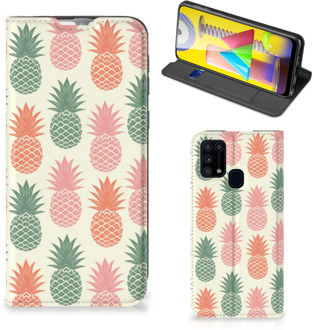 B2Ctelecom Smartphone Hoesje Samsung Galaxy M31 Leuk Bookcase Ananas