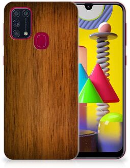 B2Ctelecom Smartphone hoesje Samsung Galaxy M31 Leuk Case Super als Vaderdag Cadeaus Donker Hout