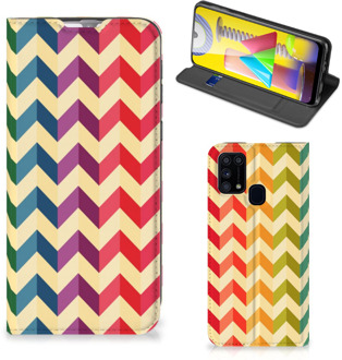 B2Ctelecom Smartphone Hoesje Samsung Galaxy M31 Leuk Telefoonhoesje Zigzag Color