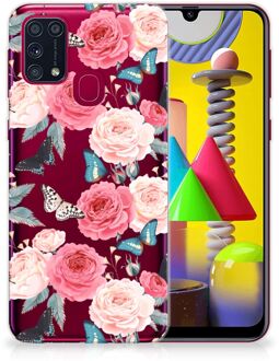 B2Ctelecom Smartphone hoesje Samsung Galaxy M31 Telefoontas Butterfly Roses