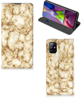 B2Ctelecom Smartphone Hoesje Samsung Galaxy M51 Book Cover Marmer Goud