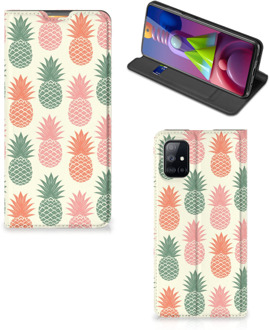 B2Ctelecom Smartphone Hoesje Samsung Galaxy M51 Leuk Bookcase Ananas