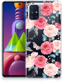 B2Ctelecom Smartphone hoesje Samsung Galaxy M51 Telefoontas Butterfly Roses