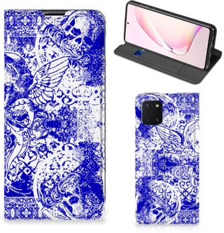 B2Ctelecom Smartphone Hoesje Samsung Galaxy Note 10 Lite Book Style Case Angel Skull Blue