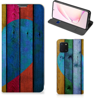 B2Ctelecom Smartphone Hoesje Samsung Galaxy Note 10 Lite Mobiel Bookcase Wood Heart