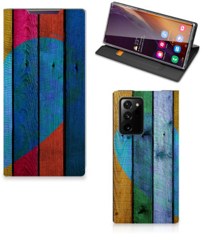 B2Ctelecom Smartphone Hoesje Samsung Galaxy Note 20 Ultra Mobiel Bookcase Wood Heart