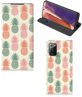 B2Ctelecom Smartphone Hoesje Samsung Galaxy Note20 Leuk Bookcase Ananas