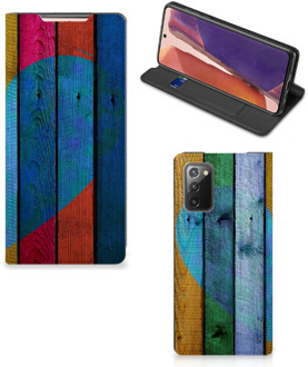 B2Ctelecom Smartphone Hoesje Samsung Galaxy Note20 Mobiel Bookcase Wood Heart