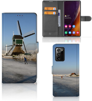 B2Ctelecom Smartphone Hoesje Samsung Galaxy Note20 Ultra Boekhoesje Tekst Schaatsers