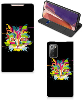 B2Ctelecom Smartphone Hoesje Samsung Galaxy Note20 Wallet Case Leuke Verjaardagscadeaus Cat Color