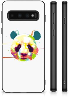 B2Ctelecom Smartphone Hoesje Samsung Galaxy S10 Back Case TPU Siliconen Hoesje met Zwarte rand Panda Color