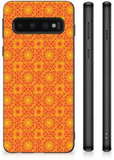 B2Ctelecom Smartphone Hoesje Samsung Galaxy S10 Cover Case met Zwarte rand Batik Orange