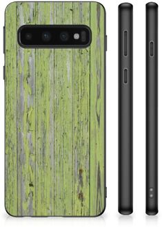 B2Ctelecom Smartphone Hoesje Samsung Galaxy S10 Cover Case met Zwarte rand Green Wood