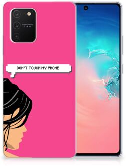 B2Ctelecom Smartphone hoesje Samsung Galaxy S10 Lite Back Case Siliconen Hoesje Woman Don't Touch My Phone