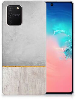 B2Ctelecom Smartphone hoesje Samsung Galaxy S10 Lite Backcase Siliconen Hoesje Wood Beton