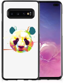 B2Ctelecom Smartphone Hoesje Samsung Galaxy S10+ Back Case TPU Siliconen Hoesje met Zwarte rand Panda Color