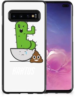 B2Ctelecom Smartphone Hoesje Samsung Galaxy S10+ Beschermhoesje met Zwarte rand Cactus Poo