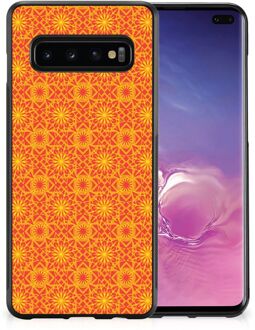 B2Ctelecom Smartphone Hoesje Samsung Galaxy S10+ Cover Case met Zwarte rand Batik Orange