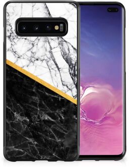 B2Ctelecom Smartphone Hoesje Samsung Galaxy S10+ Smartphonehoesje met Zwarte rand Marble White Black