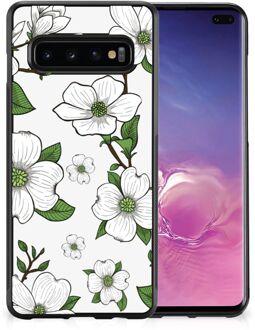 B2Ctelecom Smartphone Hoesje Samsung Galaxy S10+ Trendy Telefoonhoesjes met Zwarte rand Dogwood Flowers