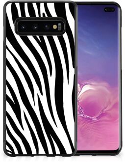 B2Ctelecom Smartphone Hoesje Samsung Galaxy S10+ Trendy Telefoonhoesjes met Zwarte rand Zebra