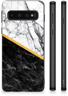 B2Ctelecom Smartphone Hoesje Samsung Galaxy S10 Smartphonehoesje met Zwarte rand Marble White Black