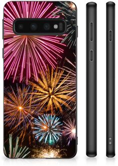 B2Ctelecom Smartphone Hoesje Samsung Galaxy S10 Smartphonehoesje met Zwarte rand Vuurwerk