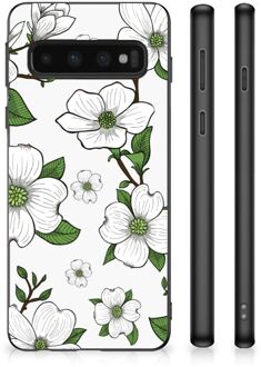 B2Ctelecom Smartphone Hoesje Samsung Galaxy S10 Trendy Telefoonhoesjes met Zwarte rand Dogwood Flowers