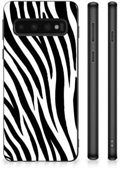 B2Ctelecom Smartphone Hoesje Samsung Galaxy S10 Trendy Telefoonhoesjes met Zwarte rand Zebra