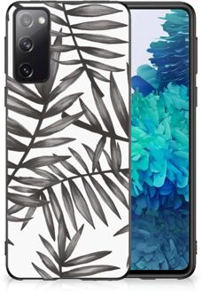 B2Ctelecom Smartphone Hoesje Samsung Galaxy S20 Back Case TPU Siliconen Hoesje met Zwarte rand Leaves Grey