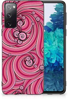 B2Ctelecom Smartphone Hoesje Samsung Galaxy S20 Back Case TPU Siliconen Hoesje met Zwarte rand Swirl Pink