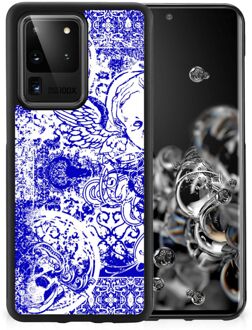 B2Ctelecom Smartphone Hoesje Samsung Galaxy S20 Ultra Back Case TPU Siliconen Hoesje met Zwarte rand Angel Skull Blue