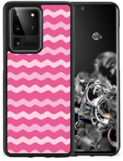 B2Ctelecom Smartphone Hoesje Samsung Galaxy S20 Ultra Bumper Hoesje met Zwarte rand Waves Pink